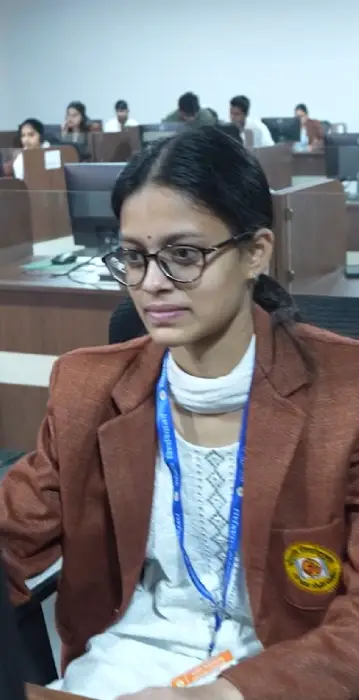 Students attending a smart classroom session at the University of Patanjali using ICT-enabled computer facilities